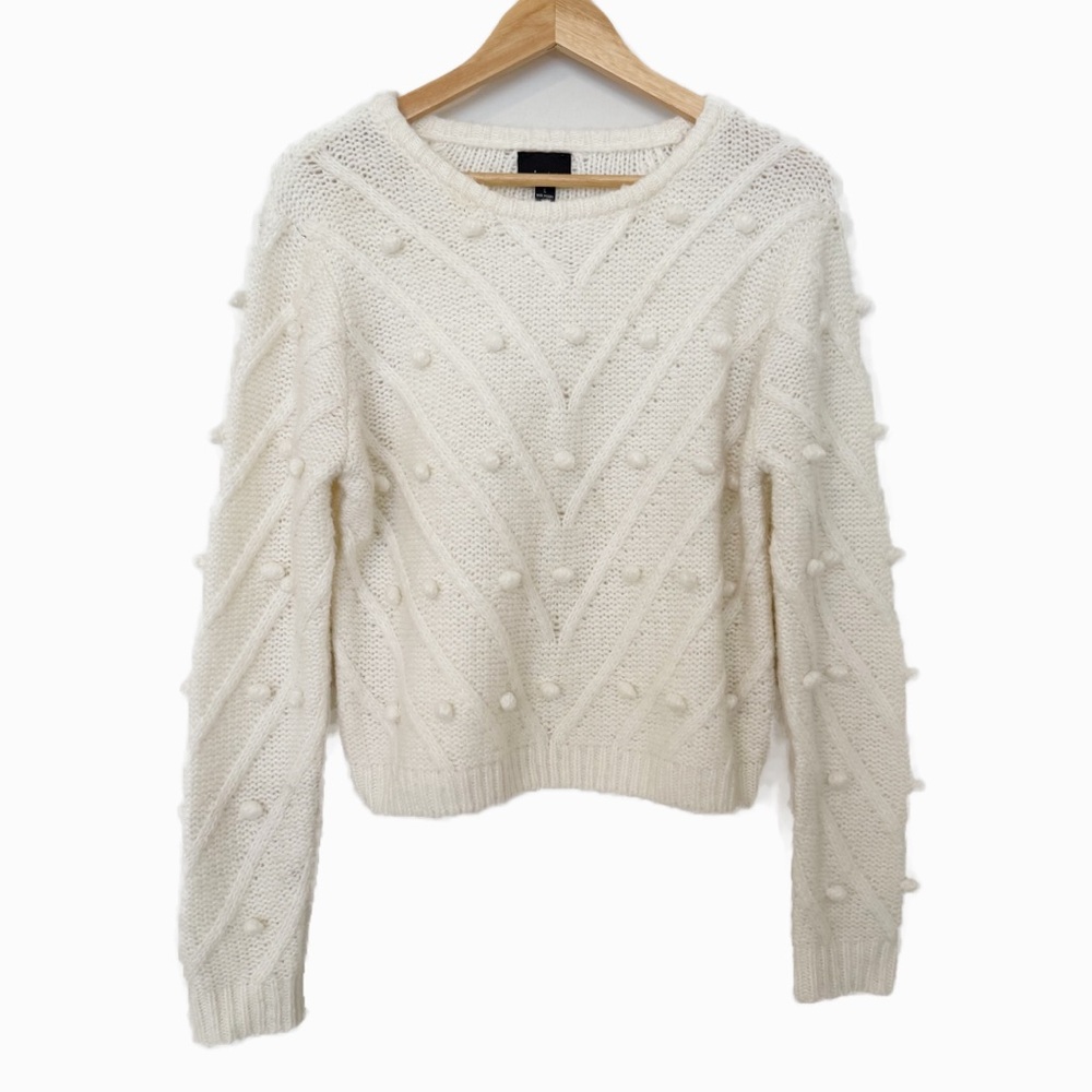 Lumiere Cream Knit Popcorn Sweater Size Large